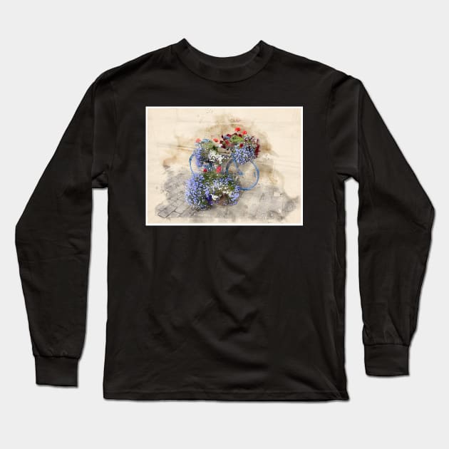 Exeter bicycle flowers Long Sleeve T-Shirt by Graz-Photos